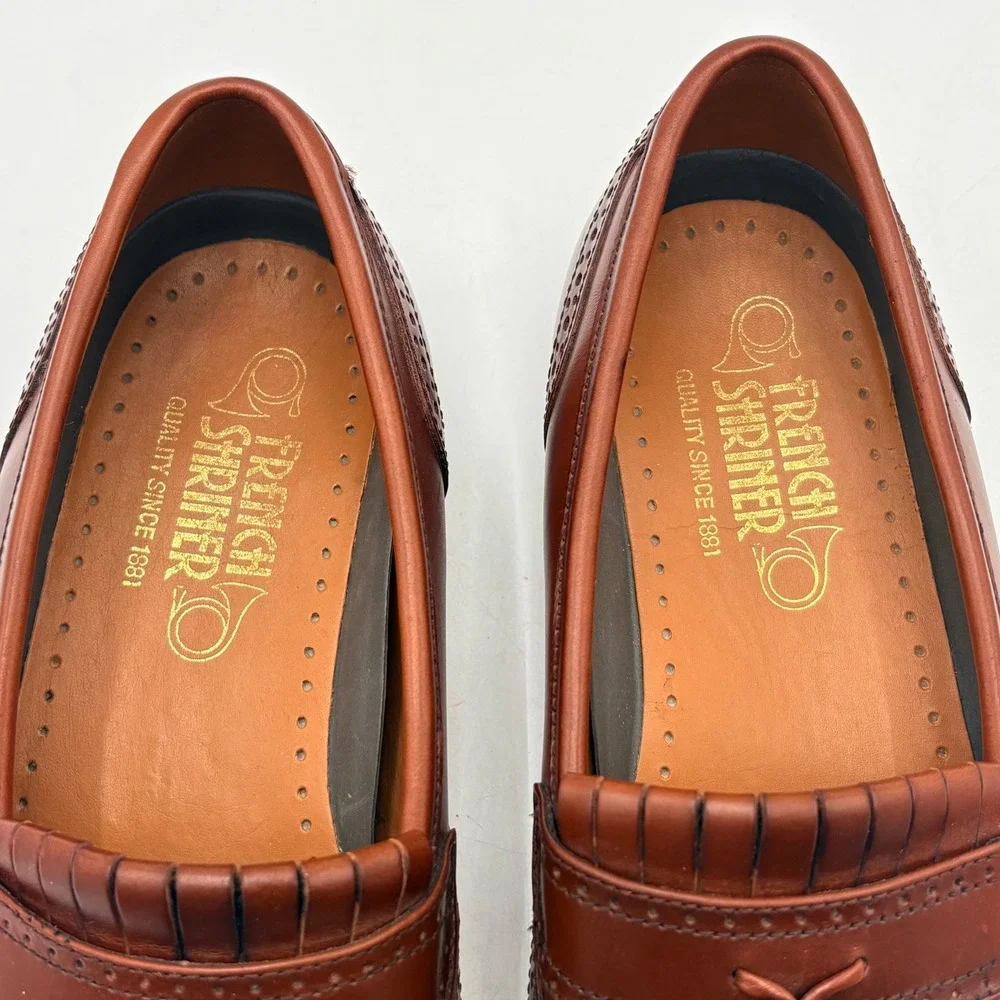 French Shriner Milton Mens‎ Brown Leather Kiltie Tassel Wingtip Loafers 9.5 M
